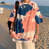 summer short sleeve men tshirts cool fashion tie dye print casual oversized punk tops tee harajuku japanese streetwear vintage