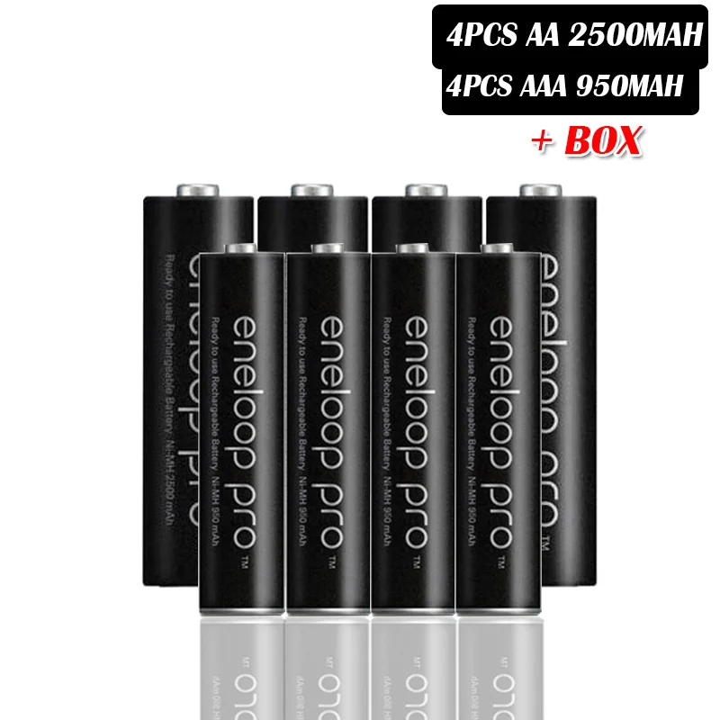 4pcs AA 4pcs AAA Panasonic AA Ni-MH аккумуляторная батарея+ AAA батарея(aa 2500mAh и aaa 950 mAh) для фонариков камеры дистанционного управления игрушки - Цвет: 4pcs AA 4pcs AAA