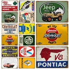 Металлическая фотография Jeep Alfa Pontiac в стиле ретро