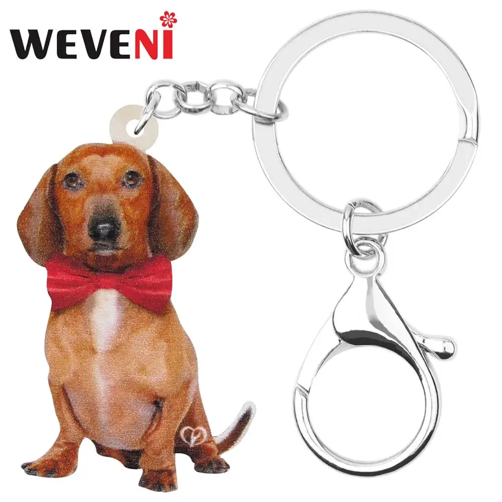 WEVENI акриловые Цепочки Кольца Для Ключей на День святого Валентина Такса собаки