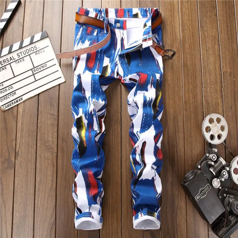 

Men's Denim Washed Trousers Jeans Slim Straight Pants