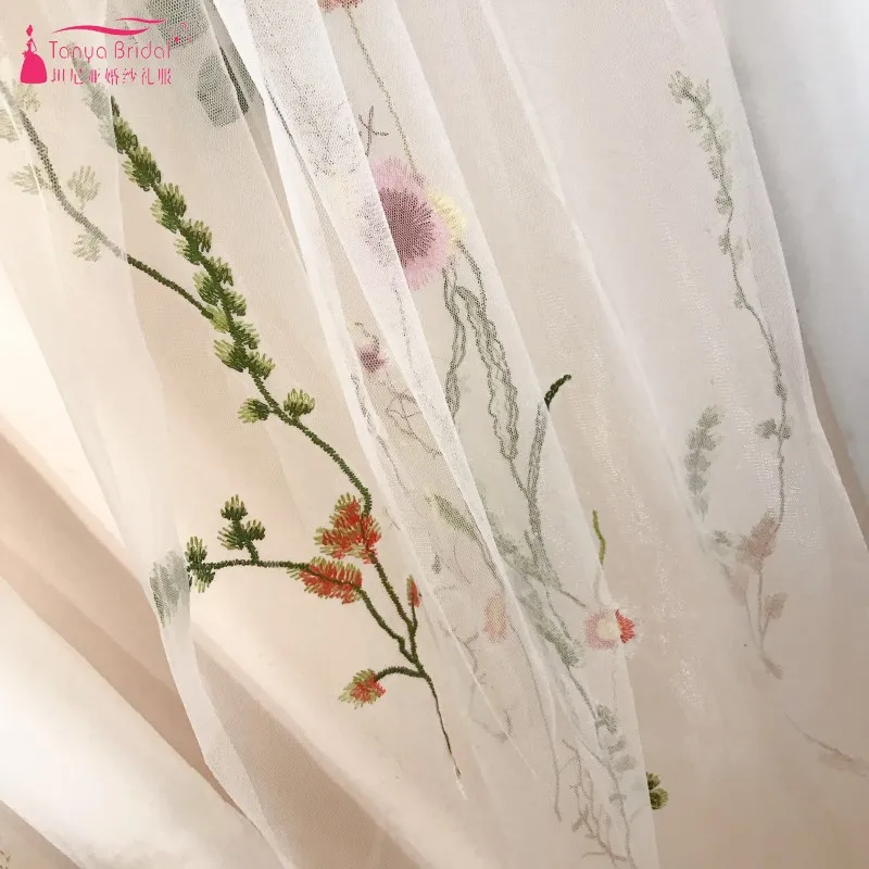 Floral Lace Embroidery Wedding Veils 80cm/150cm/200cm Vintage Bohemian Elegant Bridal Veil Tulle Hair Bride Accoriess 05261402 | Свадьбы и