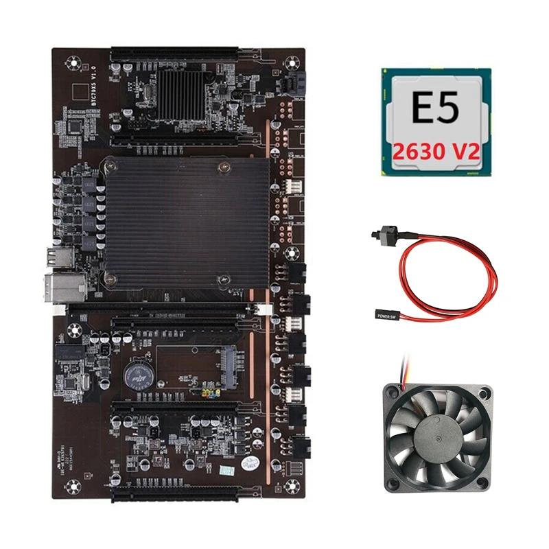 BTCX79 H61 Mining Motherboard with E5 2630 V2 CPU+Fan+Switch Cable DDR3 Support 3060 3070 3080 Graphics Card for BTC | Компьютеры и