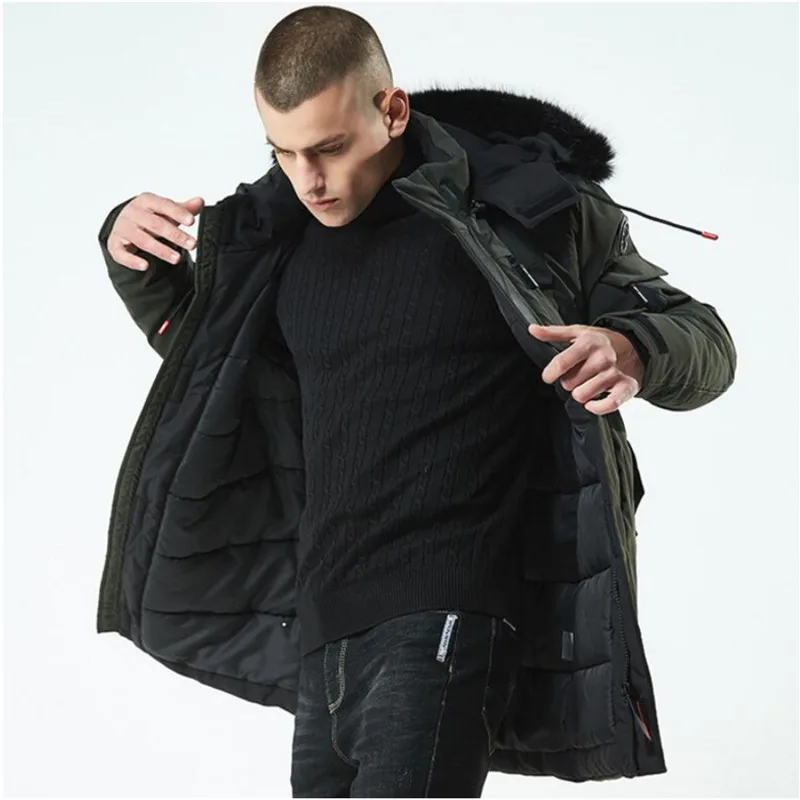 Новинка зимнее теплое пальто Мужская ветровка утепленная куртка с мехом и