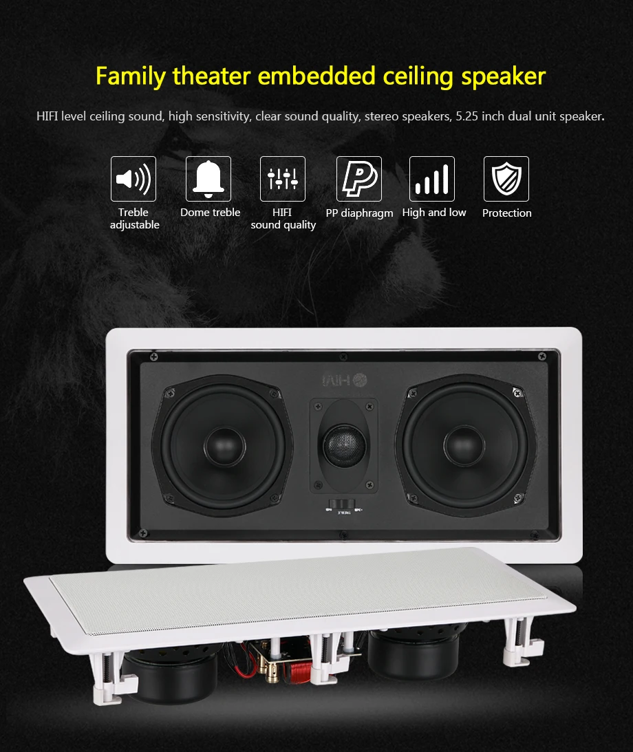 Oupushi VX5-LCR домашний кинотеатр фоновая музыкальная система прямоугольный потолочный динамик 10 Вт-120 Вт для отеля Hifi Качество звука