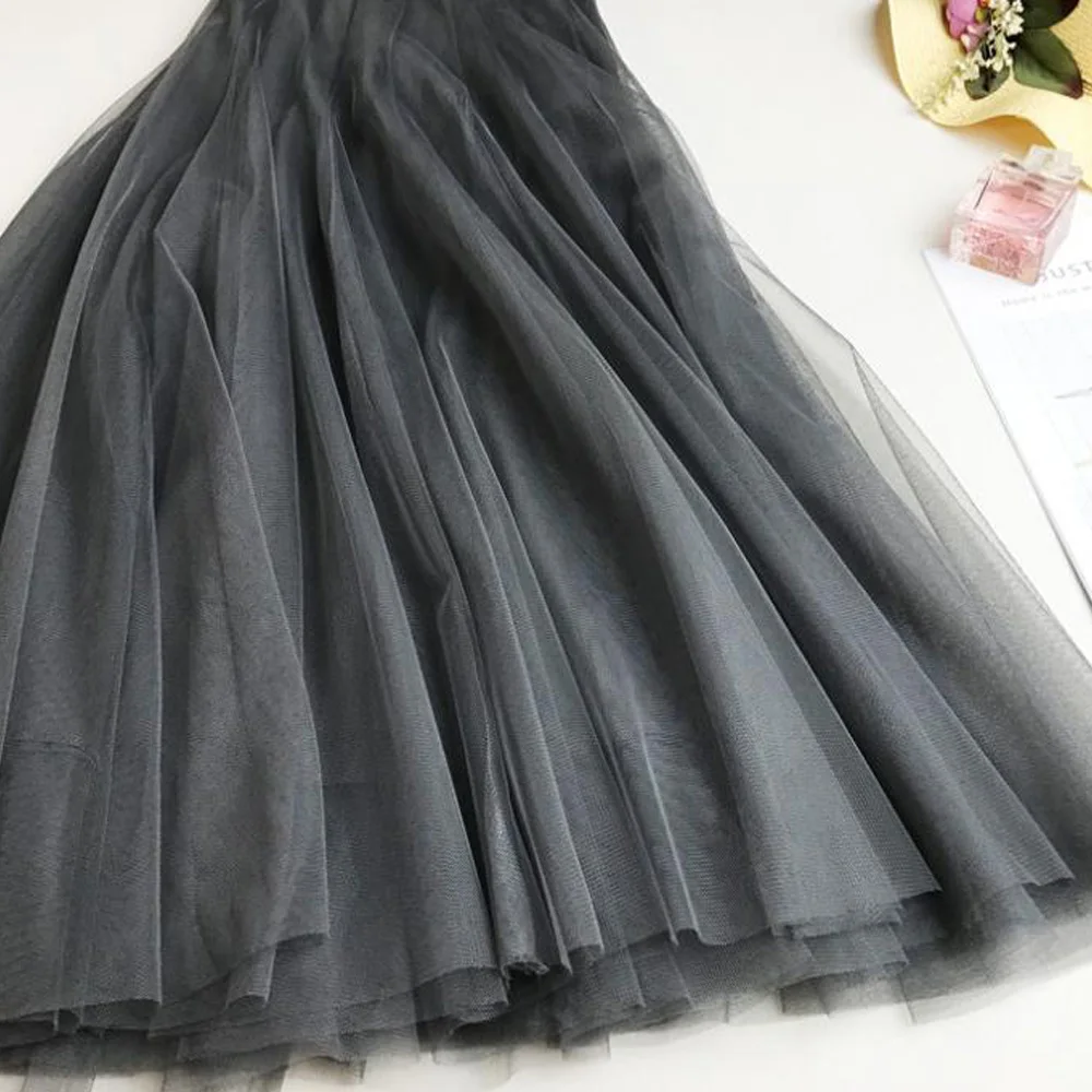 

Womens High Waisted Skirt Mesh Tulle Long Maxi Skirts Fashion Punk Gothic Pleated Skirt Black Pink Ankle Length Skirt Female