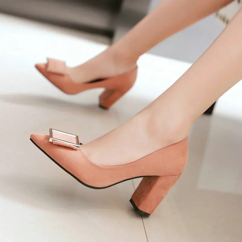 Женские офисные туфли лодочки ZawsThia желтые красные модельные на высоком блочном