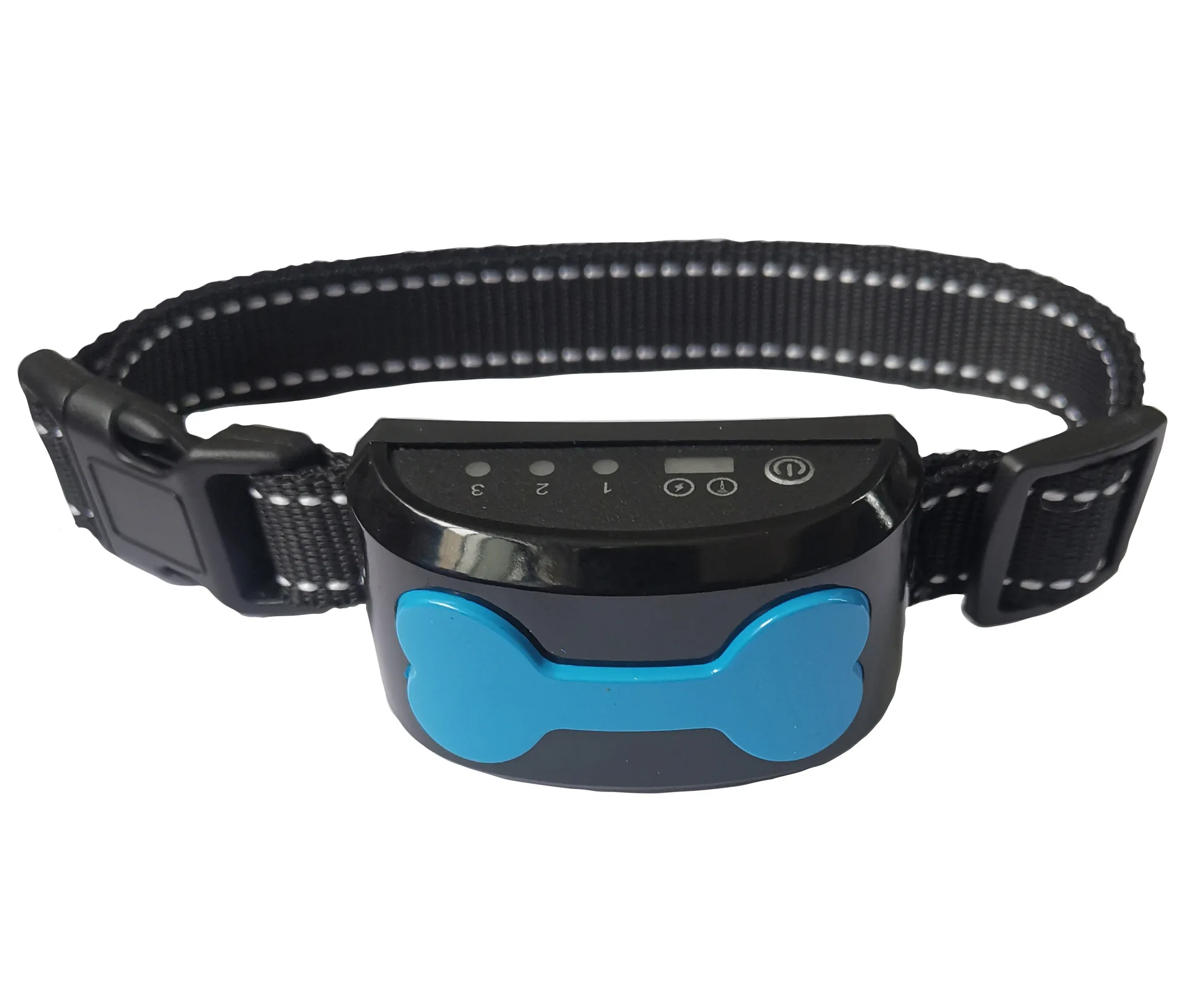 

LED indicating ultrasonic bark arresting device for dog training
