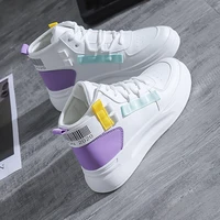 high top white shoes womens autumn 2021 new breathable platform sneakers color matching lace up sneakers