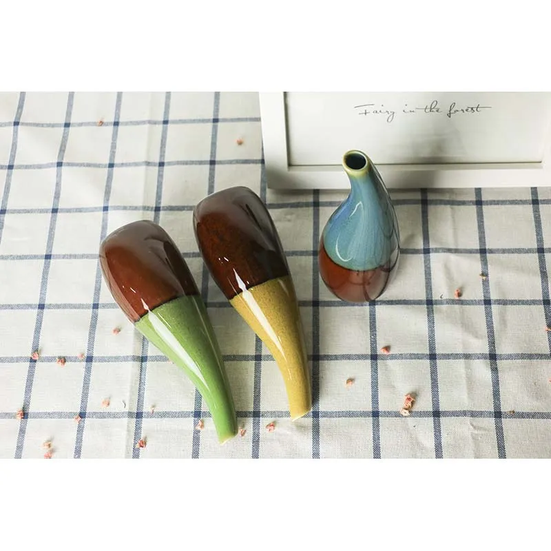 Разноцветная керамическая ваза с цветами нежные украшения для комнаты цветочный