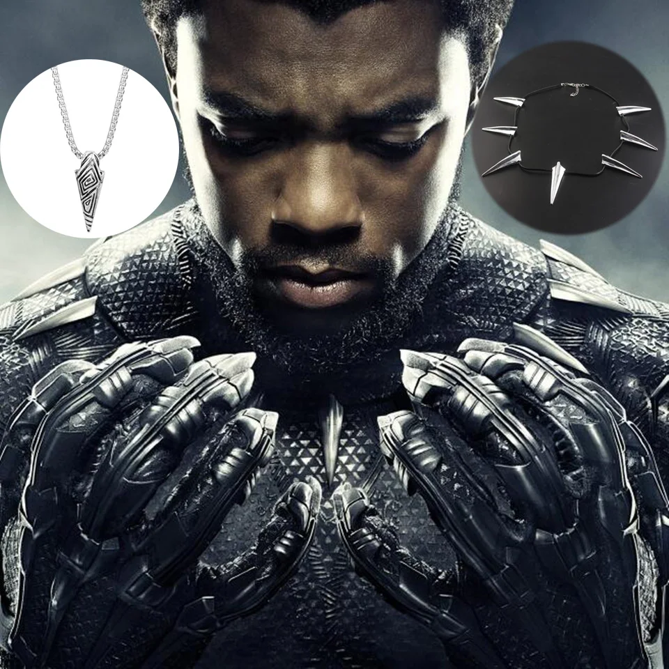 

Gold Black Panther Punk Necklaces American Captain Civil War Super Hero T'Claw Cool Necklace For Men Fans Gift