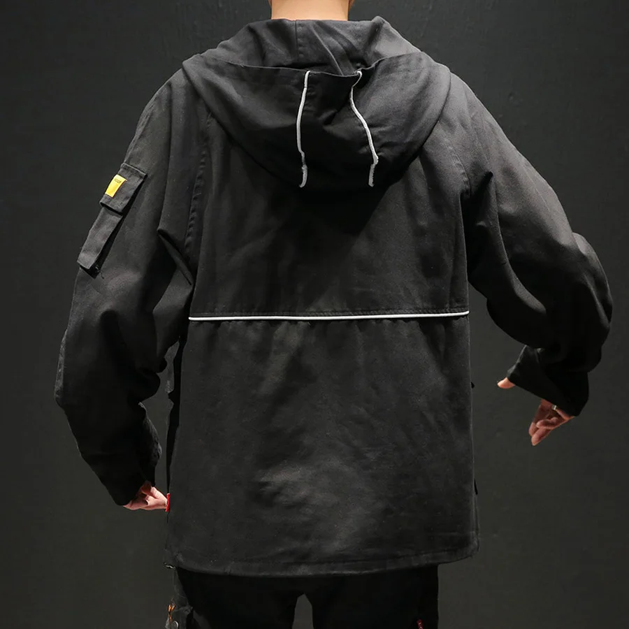 

Military Hooded Jacket Men Green Korean Style Cotton Zipper Simple Windbreaker Streetwear Chaqueta Hombre Clothes BY50JK