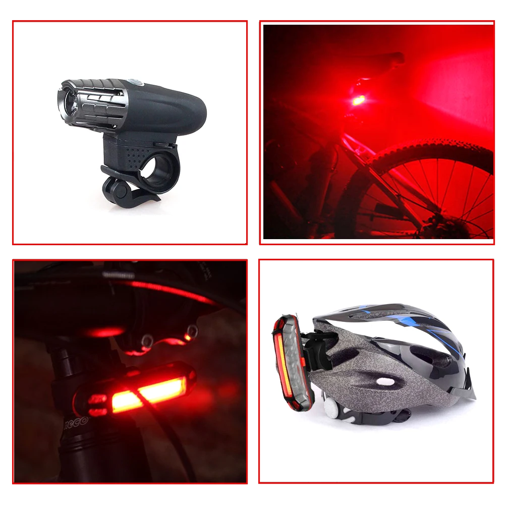 

New Bicycle Light 300 Lumen USB Rechargeable Bike Cycling Front Light Headlight +Tail Lights For Mountains Bike Accessories