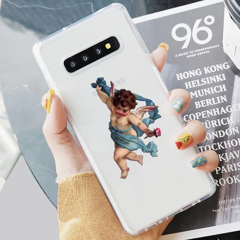 Прозрачный мягкий чехол из ТПУ с ангелами эпохи Возрождения для Samsung S6 S7 Edeg S8 S9 Plus