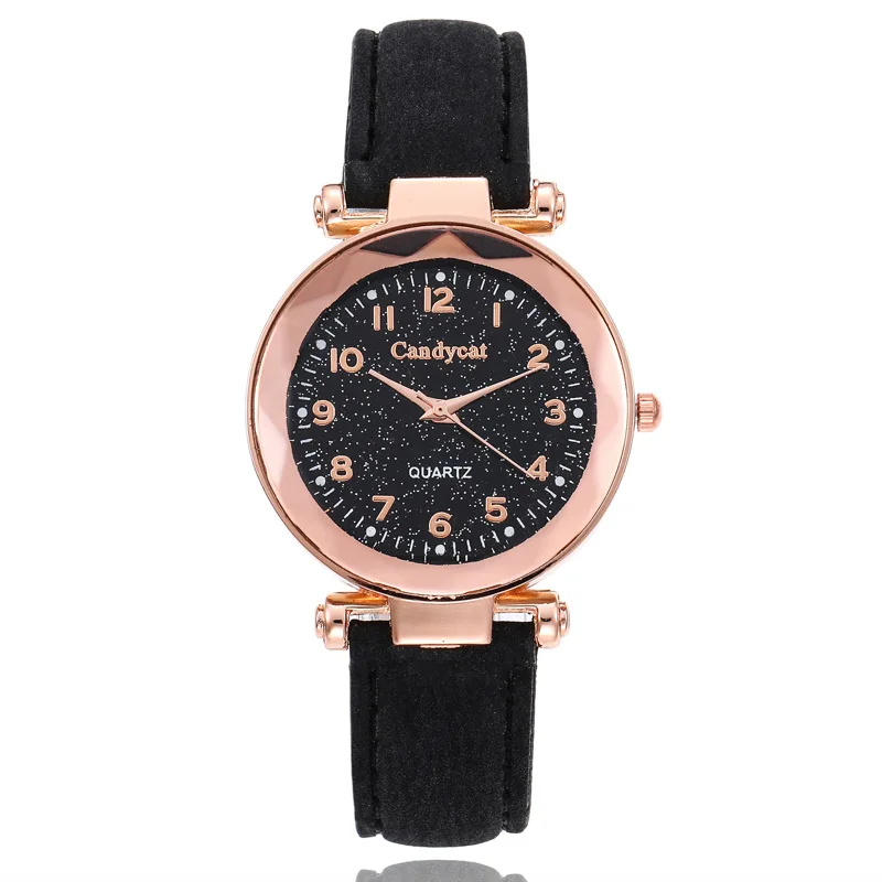 Часы наручные женские с кожаным ремешком модные кварцевые цветные ультратонкие