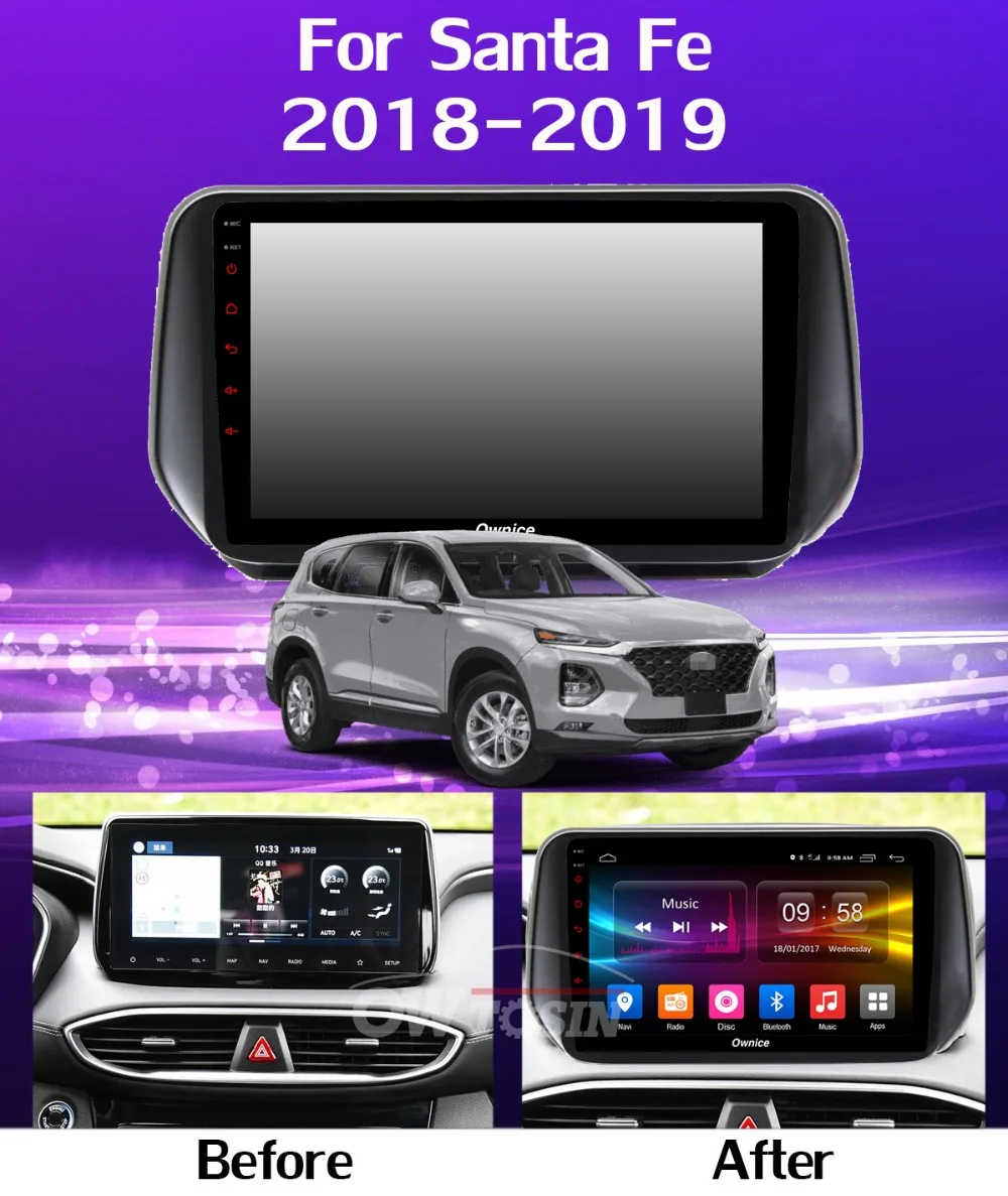 1 din 360 ° камера Android 9,0 4+ 64G gps радио CarPlay DSP SPDIF Автомобильный мультимедийный плеер для hyundai Santa FE SantaFE XL