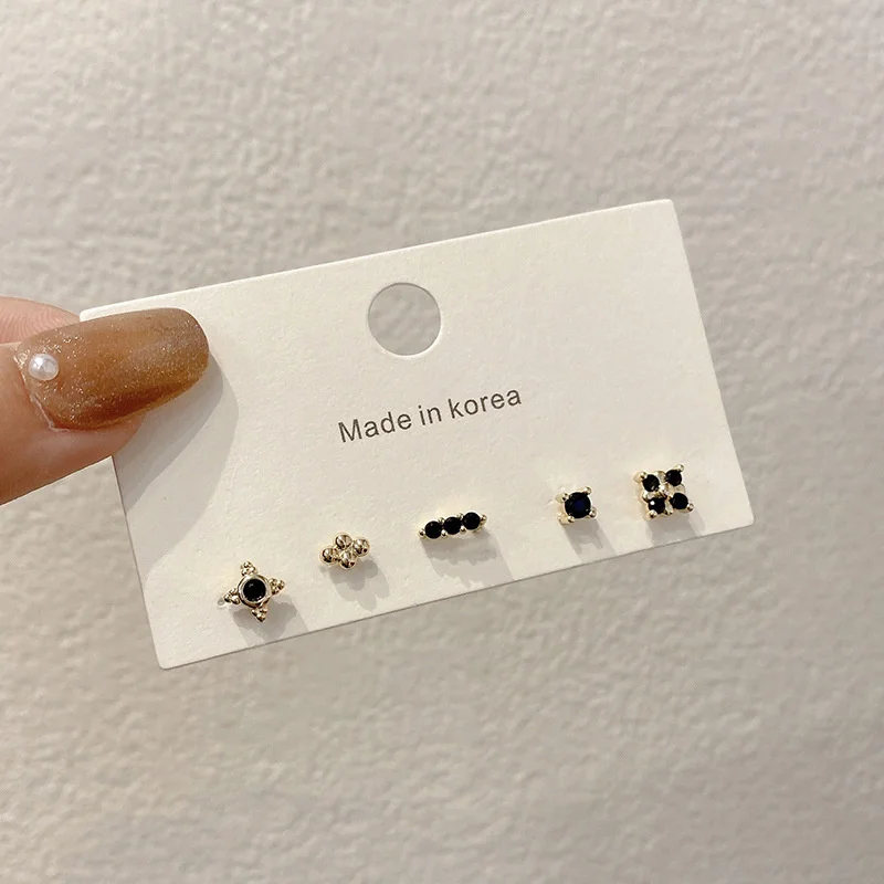 

Silver Needle Flower Black Zircon Simple Women's Design 2021 Bohemia at a Loss Earrings for Girls European Party