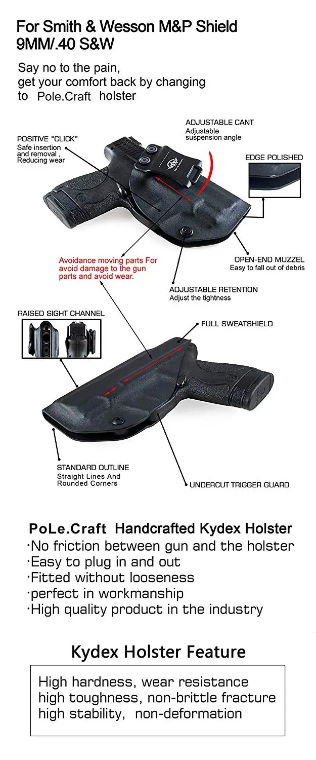 B.B.F Make Чехол-кобура для тактического кидекса IWB Подходит для: M &amp P Shield 9 мм/. 40 s w