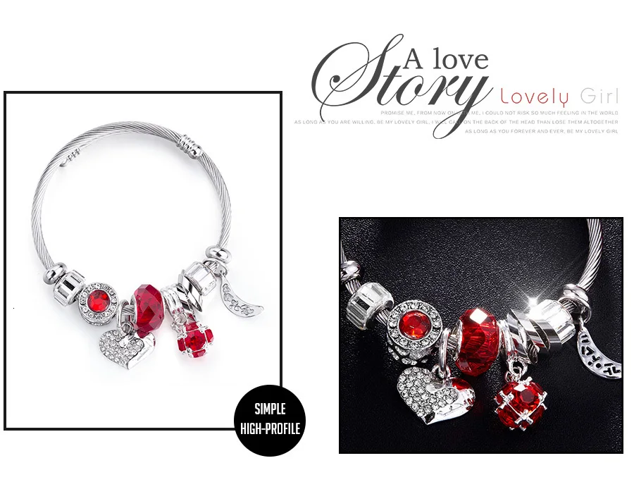 Браслет RAVIMOUR Love Heart DIY, браслет из хрустальных бусин, амулеты, браслеты и браслеты, модные индийские ювелирные изделия, стальная цепочка, браслет, Фирменный подарок