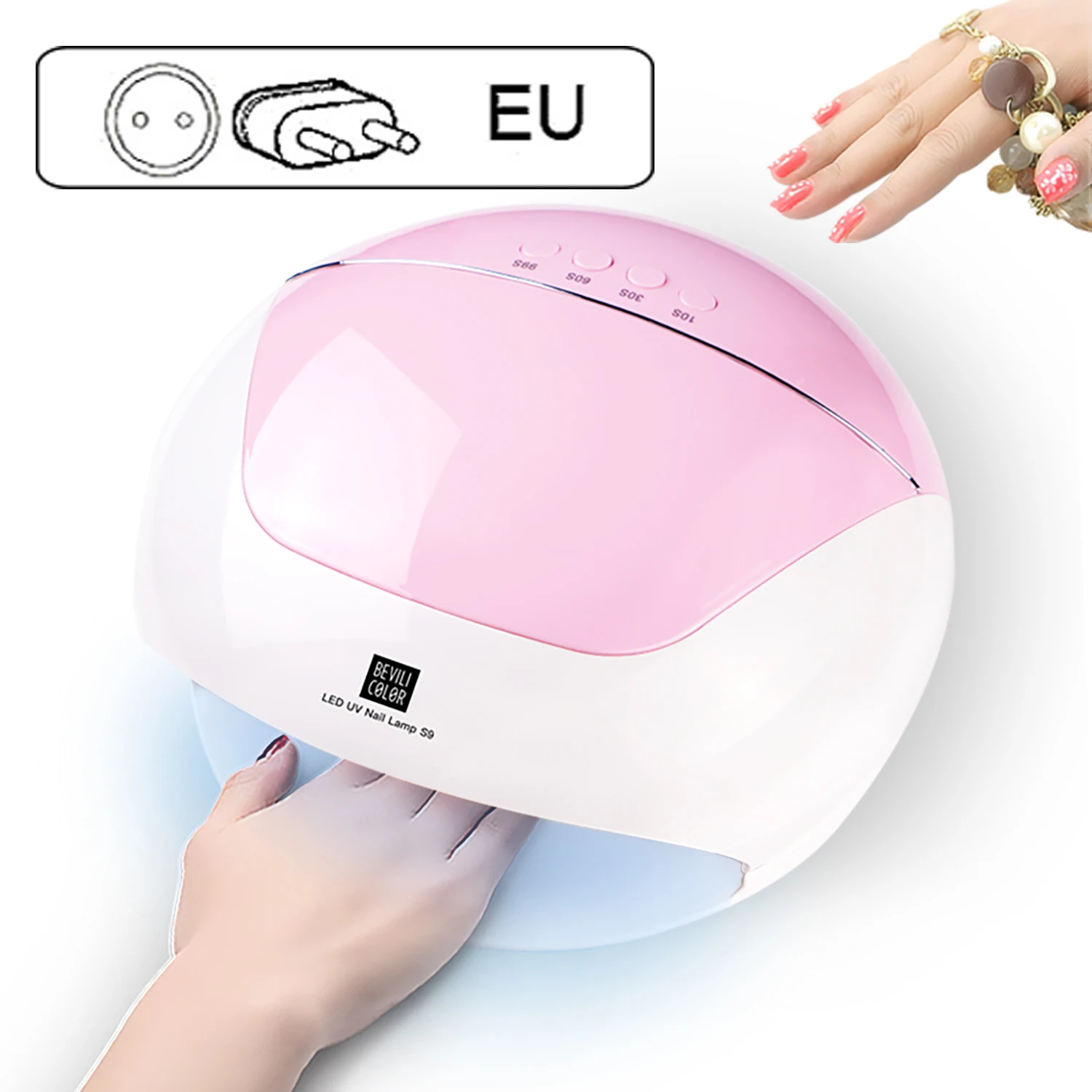 EU Plug S9 умный ручной датчик УФ светодиодный светильник для Сушилка для ногтей 110 Вт Цифровой дисплей времени лампа для маникюра инструменты УФ-гель для ногтей - Цвет: EU Plug