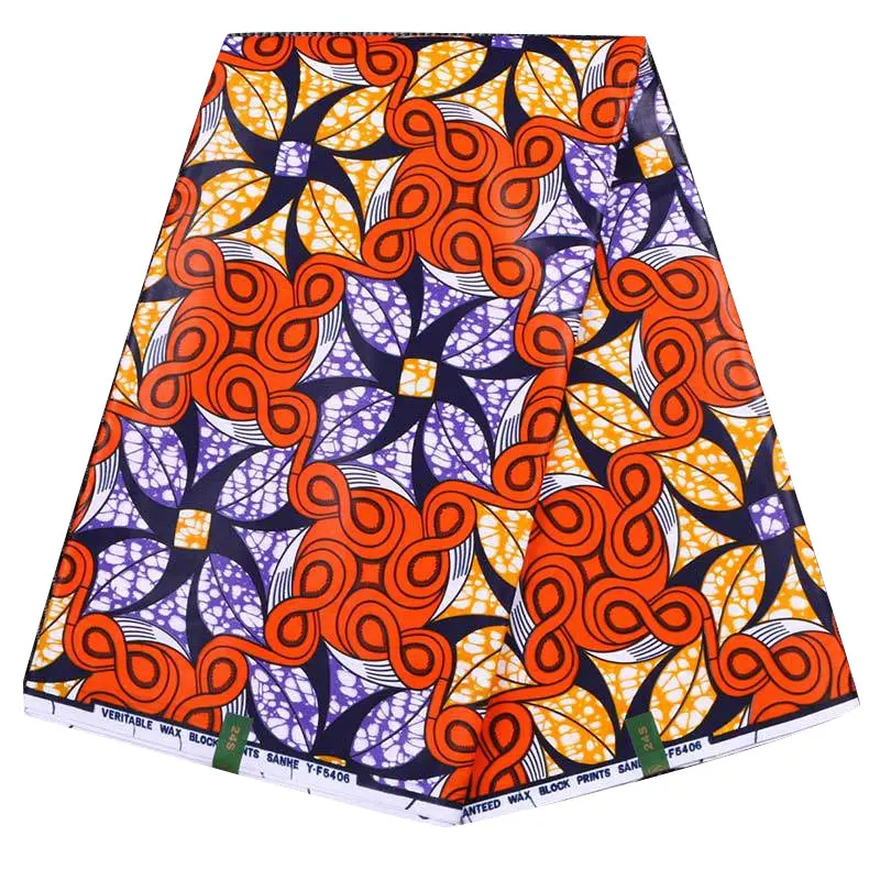 Оранжевый цветок африканская ткань хлопок активная Печать Фабрика Африканский