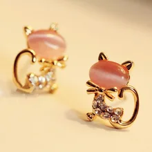 Lovely Stainless Steel Cat Earrings for Women Children Jewelry Trendy Cute Animal Dog Paw Stud Earri