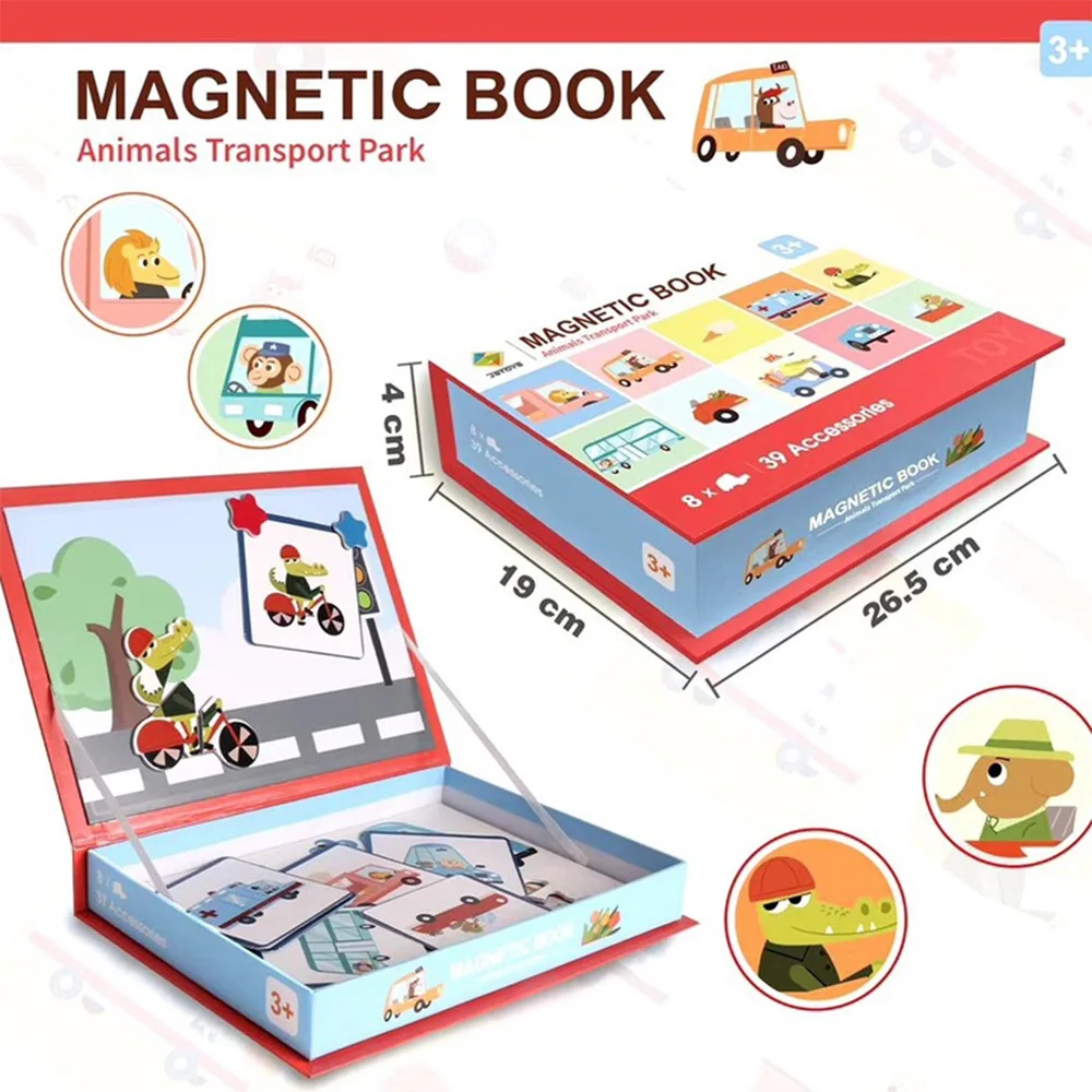 

Магнитная головоломка для детей 3-6 лет, 3D головоломка, магнитная книга «сделай сам», сборка животных, игрушка для родителей и детей