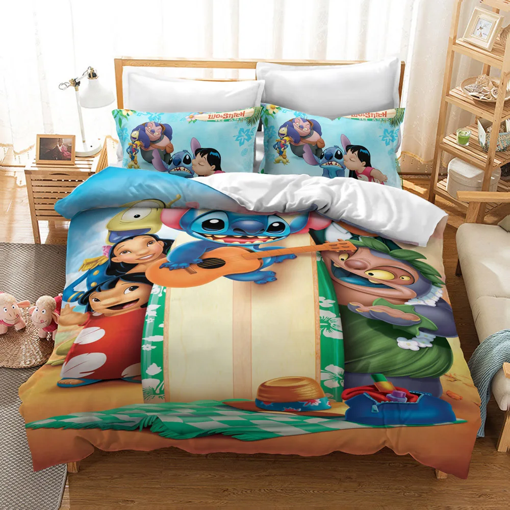 Lilo e Ponto Conjunto de Cama Decoração do Quarto para Crianças Disney Casa Colcha Capa Twin Menino Menina Rainha Rei Tamanho Conjunto 3d 7 Conjunto de cama do lilo e stitch