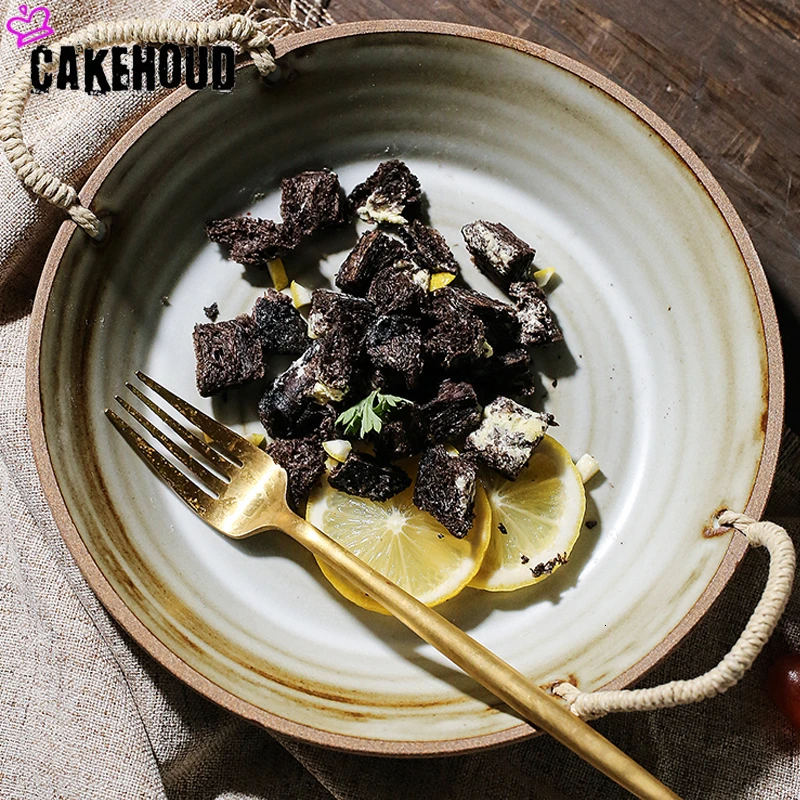 CAKEHOUD креативная Ретро керамическая посуда Bina тарелка для супа большая домашняя ручная работа из ротанга японская фруктовая Салатница посуда чаша