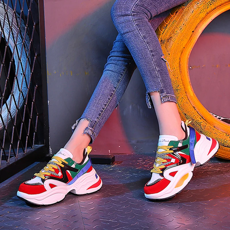 TKN Women Flat Platform Sneakers Shoes Mesh Breathable Sport Ladies Colorful Casual Autumn footwear women 1853 | Обувь