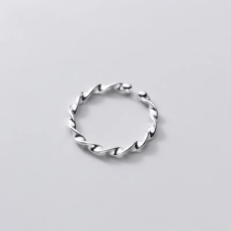 

PONYKISS Classic S925 Sterling Silver Glassy Cross Minimlist Adjustable Rings for Women Party Fine Jewelry Accessory Gift