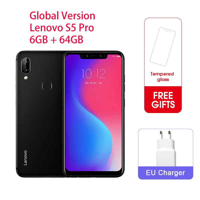 Black Lenovo S5 Pro, глобальная версия, 6 ГБ, 64 ГБ, Смартфон Snapdragon 636, четыре ядра, 20 МП, четыре камеры, 6,2 дюймов, 4G, LTE телефоны - Цвет: Black