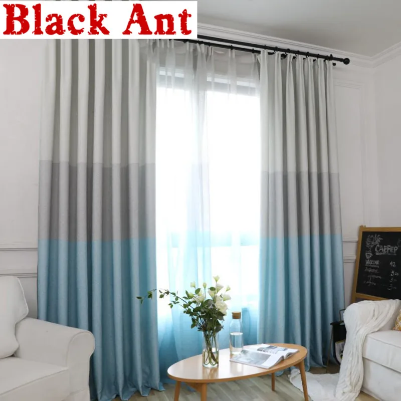 Шторы с прострочкой для гостиной синие кухонные тюлевые окон спальни роскошные