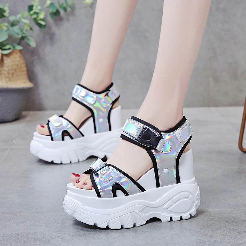 

Platform Sandals Muffin Bottom 2022 Symphony Chunky Super High Heel Student Increase Summer Beach Shoes