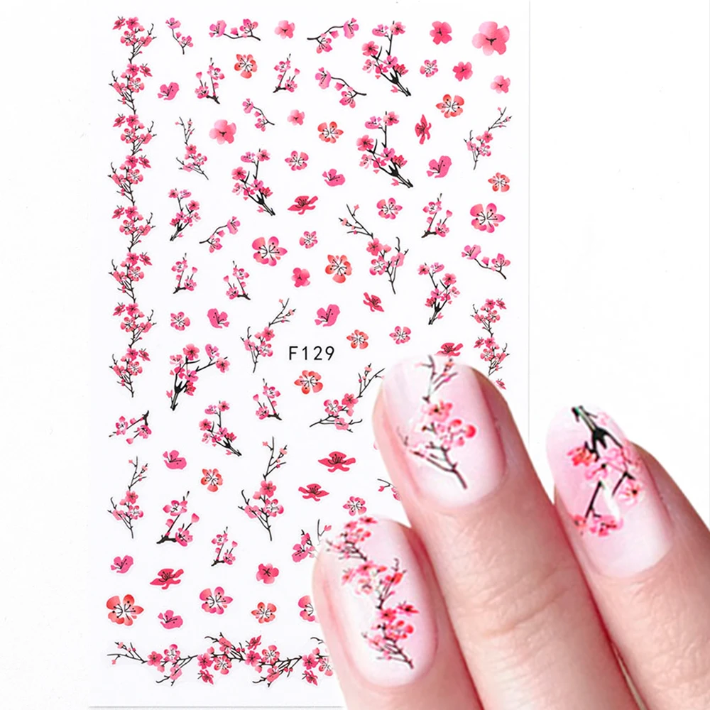 

1 Sheet 3D Ultra-thin Adhesive Pink Flower Water Transfer Slider for Manicure Nail Art Decoration Nail Sticker