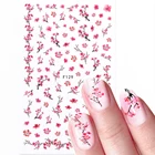 1 лист 3D ультратонкий клей розовый цветок водный переводной слайдер для маникюра дизайн ногтей Декоративная наклейка для ногтей
