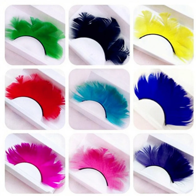 1 пара Поддельные ресницы разноцветные перо 3D натуральных длинных Китая по