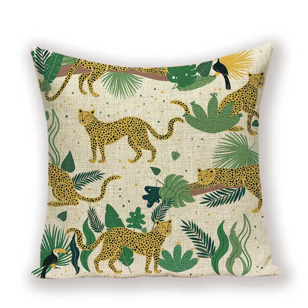 

Чехол для подушки, лен/хлопок, тигр, 45*45