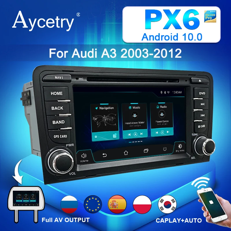 магнитола 2 din android 10 с экраном автомагнитола для Audi A3 8P S3 2003 2012 RS3 Sportback 2011 Авторадио