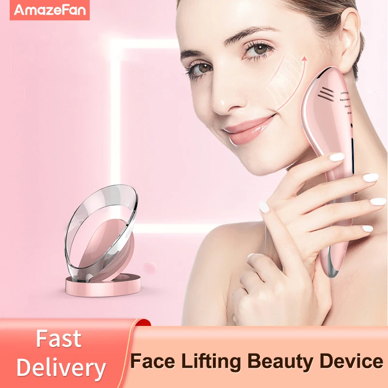 

AmazeFan EMS LED Wrinkle Remover Ice Hot Face Lifting MachineFacial Massager Micro Current Beauty Device Skin Tendering