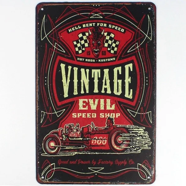 

Metal Tin Sign Vintage Evil Speed Shop Decor Bar Pub Home Vintage Retro Poster