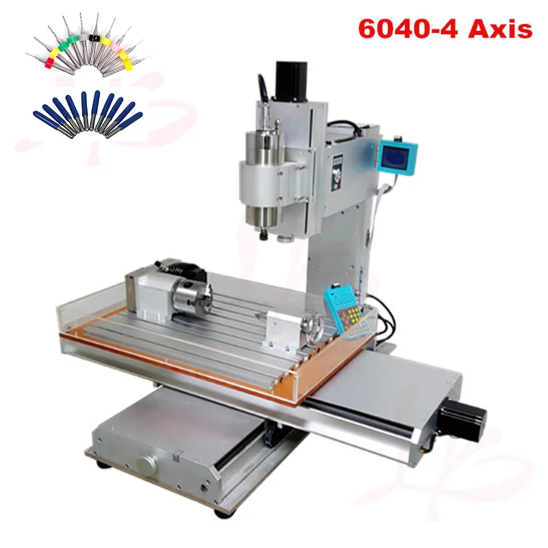 4axis cnc machine 5 оси колонки типа cnc 6040 1500 Вт водяного охлаждения шпинделя металла гравировки сверлильный станок с бесплатными резаками сверла - Цвет: 4axis cnc machine