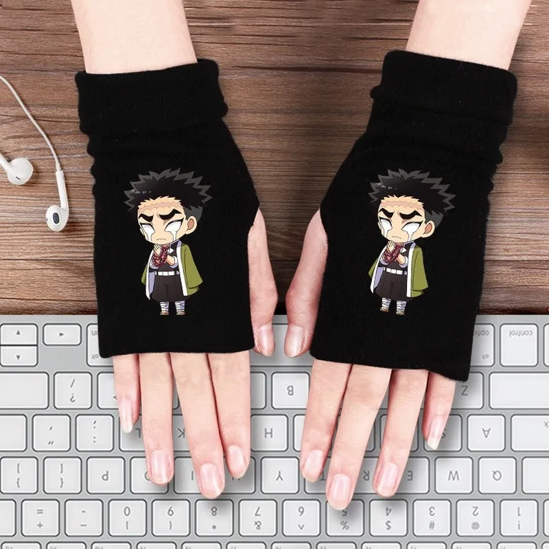 

Woman Glove Demon Slayer Half Gloves for Women Cartoon Anime Winter Cotton Warm Cute Funny Casual Sweet Students Tanjirou Nezuko