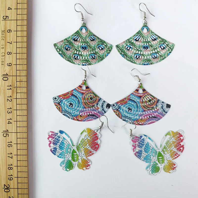Цветные Серьги-бабочки для женщин медный Павлин перо подвеска висячие серьги