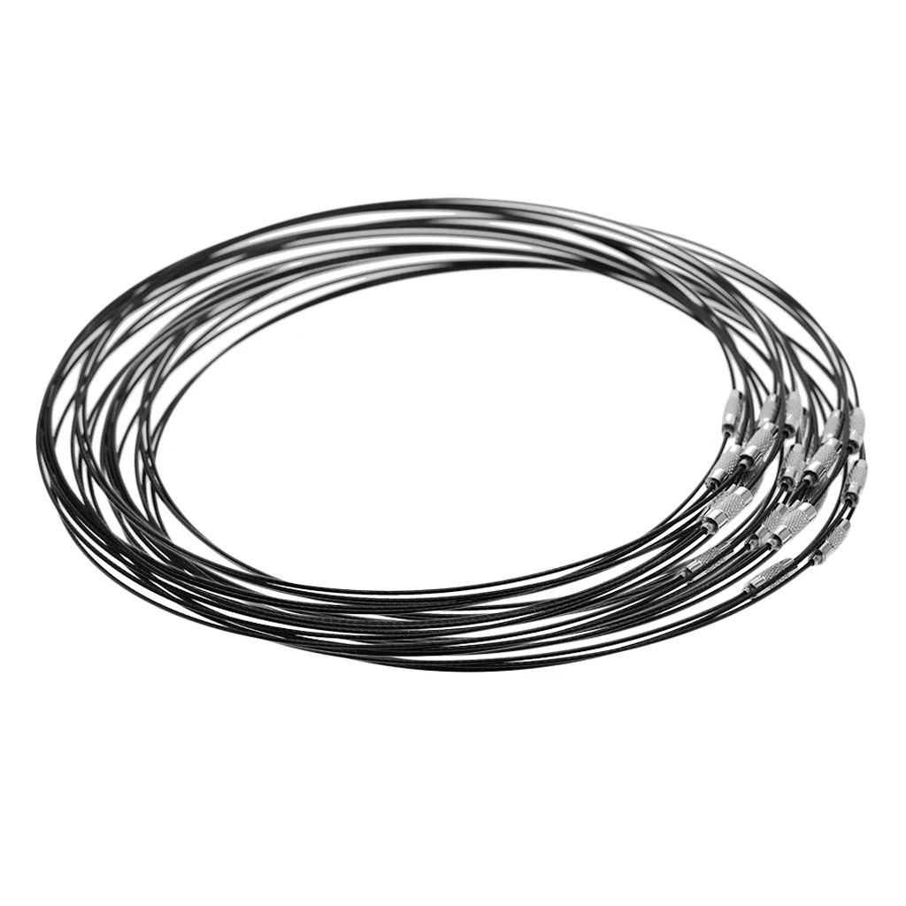 

20 Pcs Black Stainless Steel Wire Cord Necklace Choker Findings Diy 46