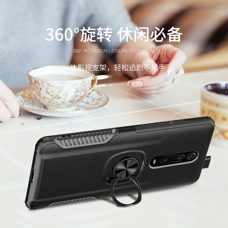 Кожаный защитный чехол с текстурой для Oppo Realme Q 5 3 Pro Чехол F11 Pro R17 Pro V17 подставка с магнитным кольцом противоударный чехол из термополиуретана и силикона