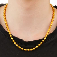 chain necklace men jewelry vintage punk solid classic male beads choker yellow gold filled accessories