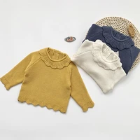 autumn winter baby girls solid color long sleeves knitting clothes fashion casual knitting pullover tops kids sweaters