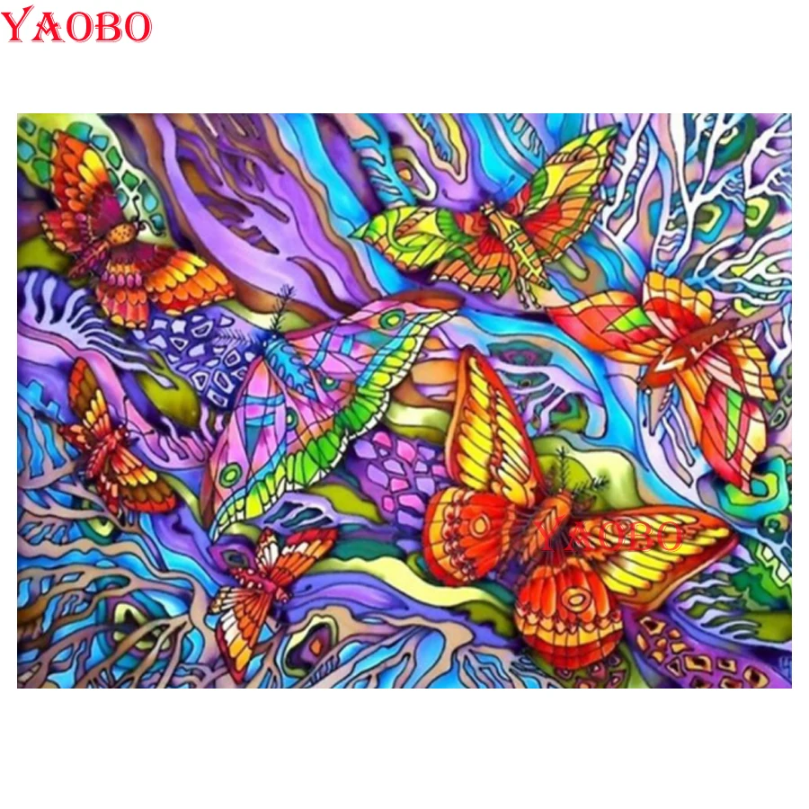 

Алмазная 5D картина «сделай сам», полноразмерная мозаика с квадратными и круглыми стразами, вышивка крестиком, абстрактная бабочка стразы, домашний декор, подарок