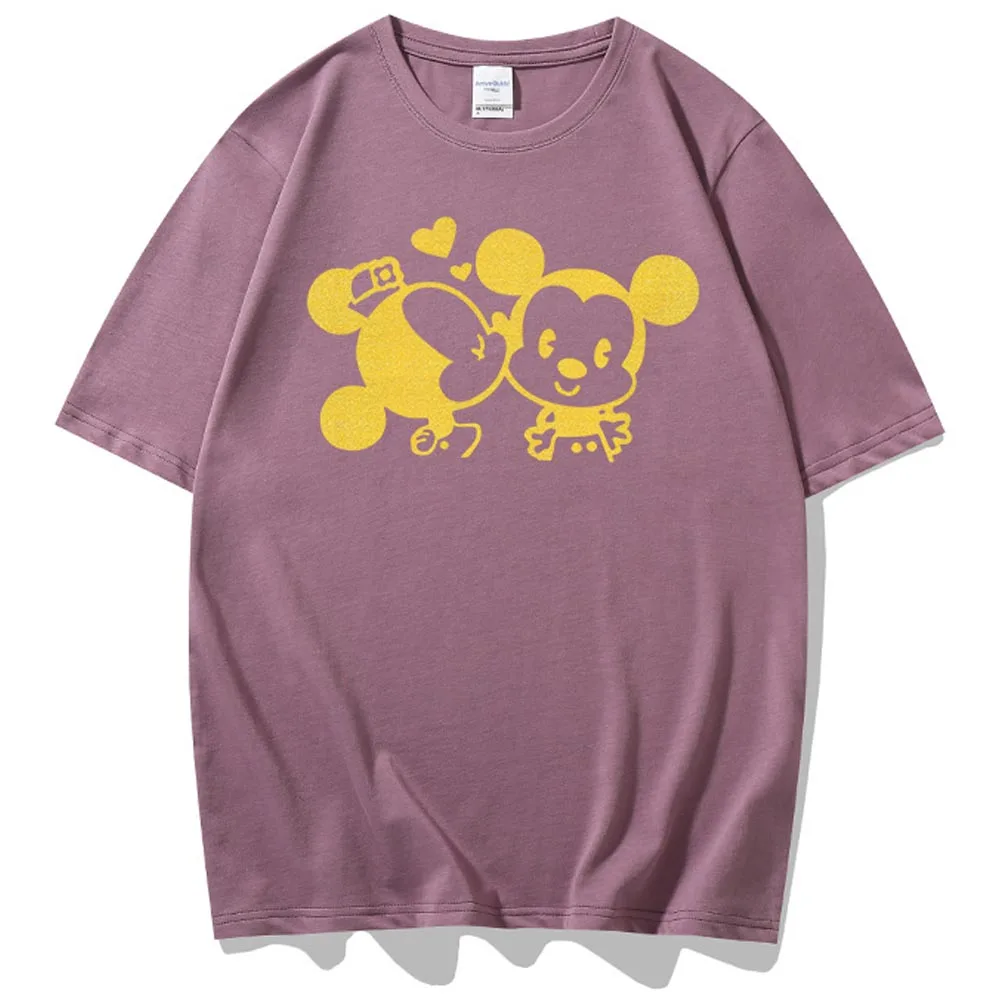 Женская футболка с принтом героев мультфильма Поцелуй Микки Мауса 10 цветов |